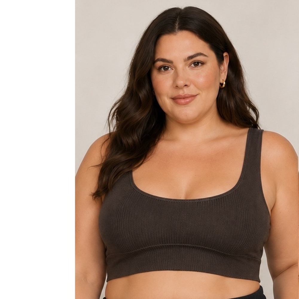 SKIMS Stretch Rib Scoop Bralette NEW Soot 2X/3X Fits XL/2X